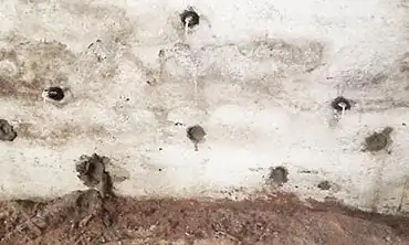 Salzausblühungen am Mauerwerk