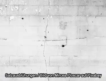 Salzausblühungen – Beispiel an einer Wand